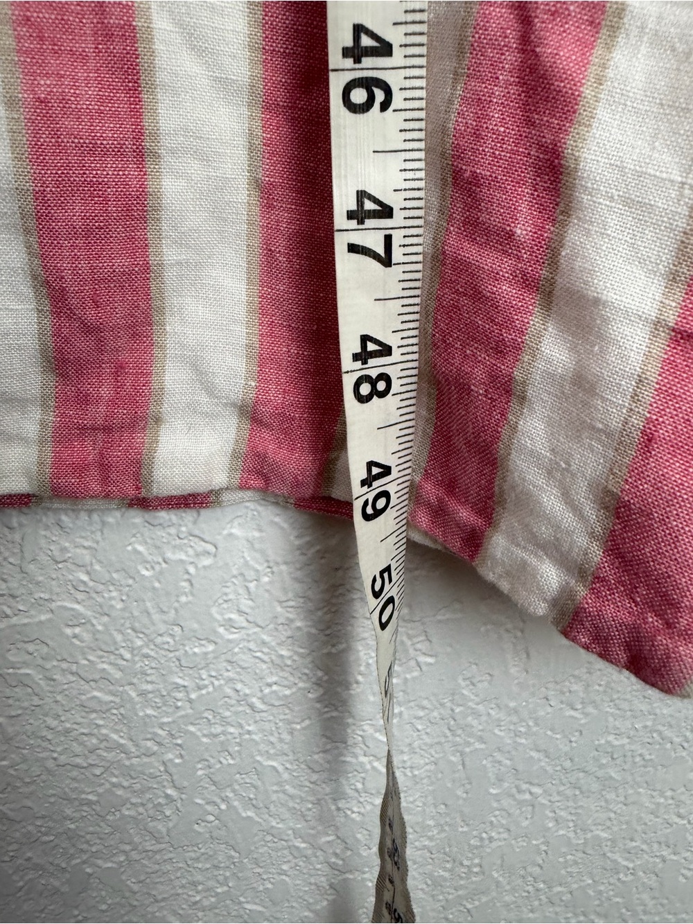 Jaeger Shop Pure Linen Striped Midi Waisted Dress Pink white 18/Large - Picture 11 of 14
